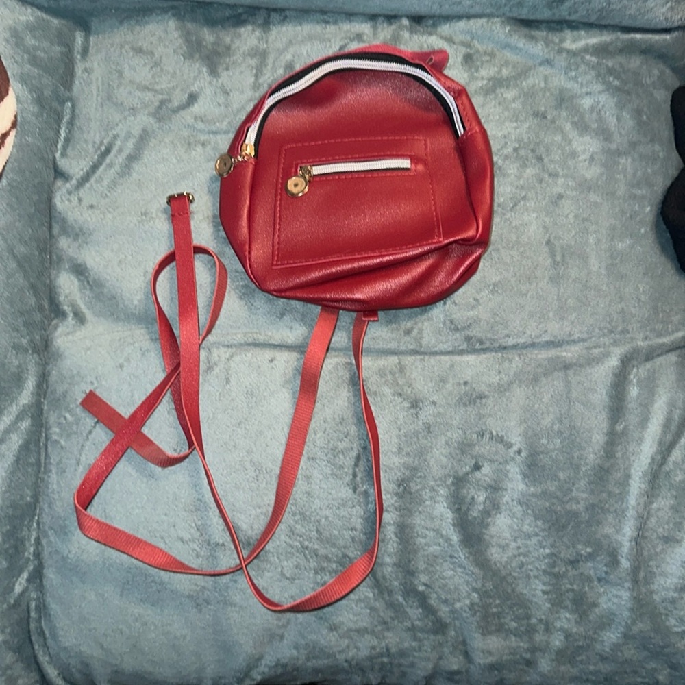 Red silver gold black and white mini backpack New